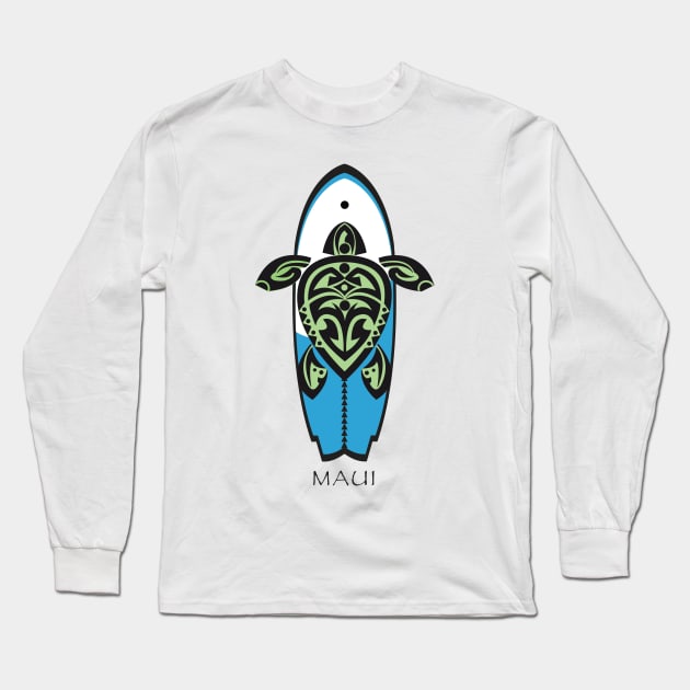 Tribal Turtle Tattoo Surfer Dude / Maui Long Sleeve T-Shirt by srwdesign